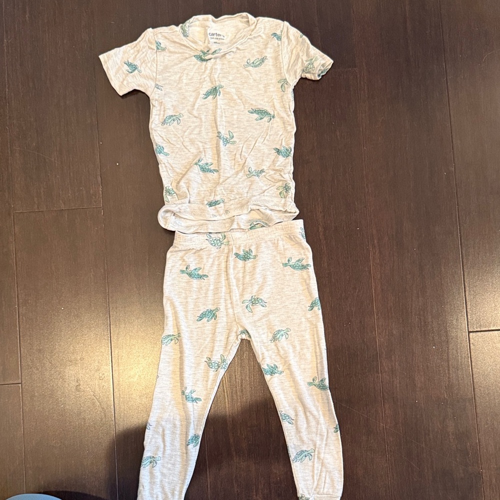 Carter's Gray Pajama Set with Teal Turtle Print